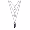 pentagram crystal necklace with layered chains
